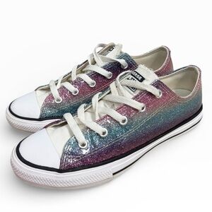 Converse Chuck Taylor All Star Glitter Drip Low Top Girls Size 3 Sneakers Cute